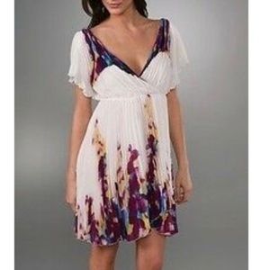DVF Diane Von Furstenberg Dagny Women White Purple Pleather Dress Size 6